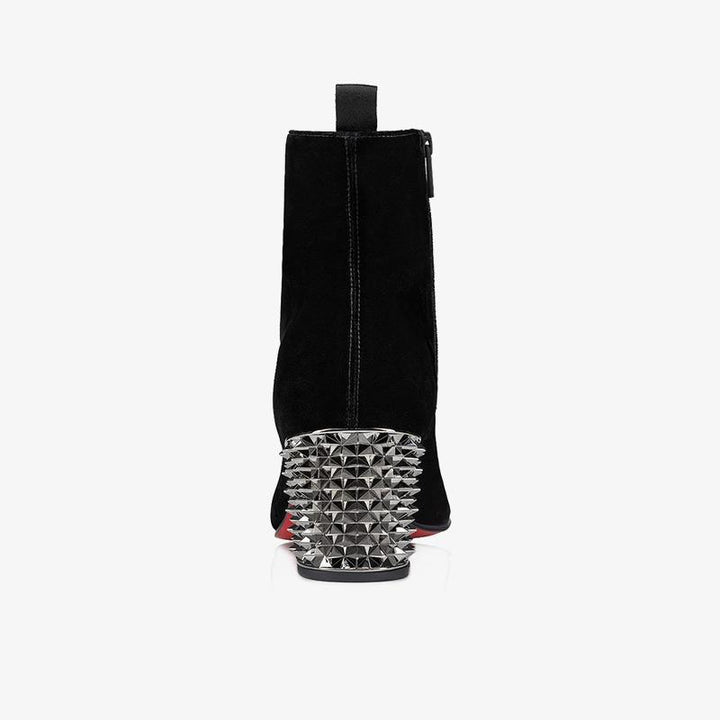 Black Velvet Ankle Boot with Spiked Heel - ARNO CONTI