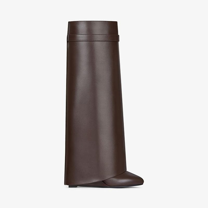 Sleek Ebony Brown Cowhide High Boots - Arno Conti Shoe
