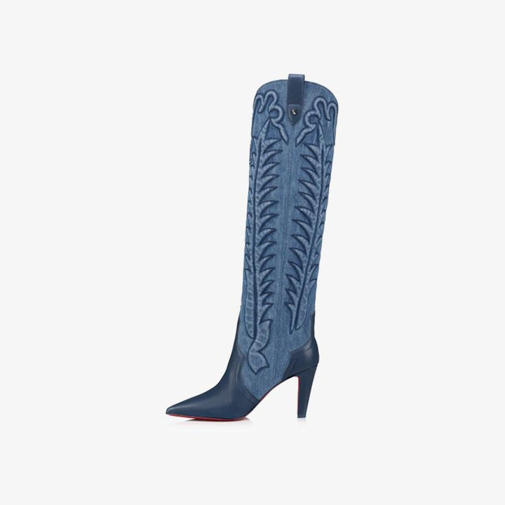 Calf Leather and Denim Boots - ARNO CONTI