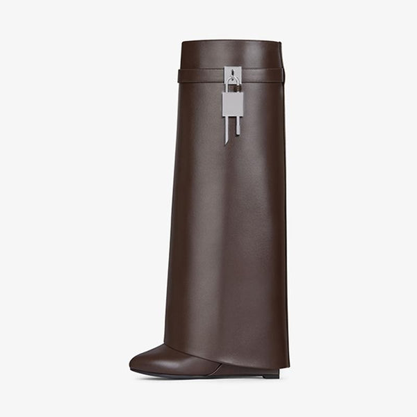 Sleek Ebony Brown Cowhide High Boots - Arno Conti Shoe
