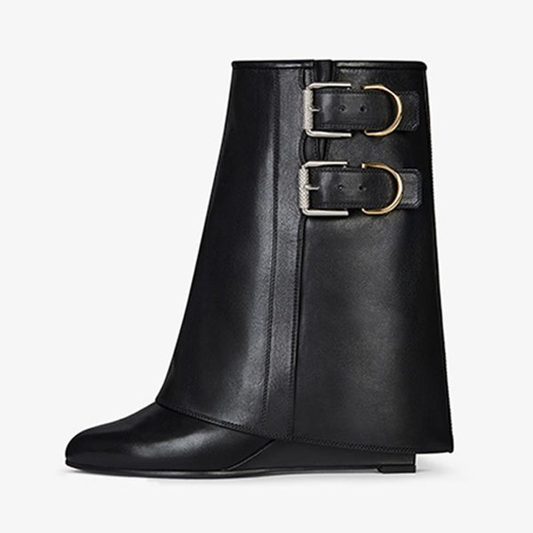 Modern Black Tumbled Calfskin Ankle Boots