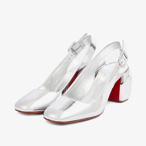 Silver Leather Pumps with 80 mm Heel