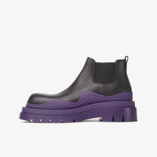 Black/Purple Cropped Chelsea Boots