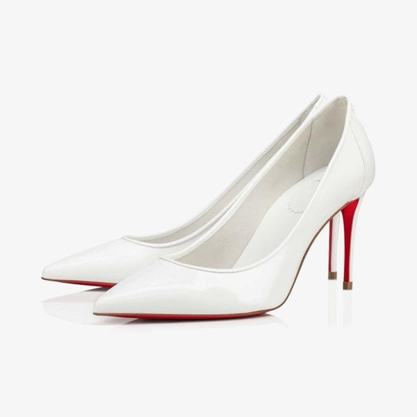 White Patent Leather Sporty Pump with 80 mm