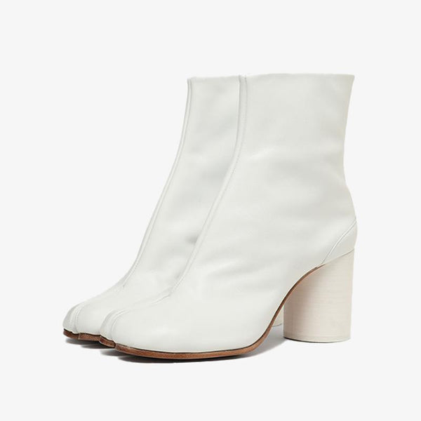 White Split-Toe Boots Women's