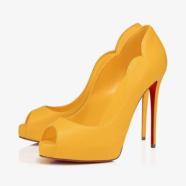 Pollen Yellow Leather Pumps with 120 mm Heel